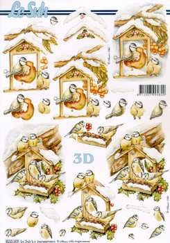 3D Schneidebogen Vogelhäuschen, Vogel mit Apfel